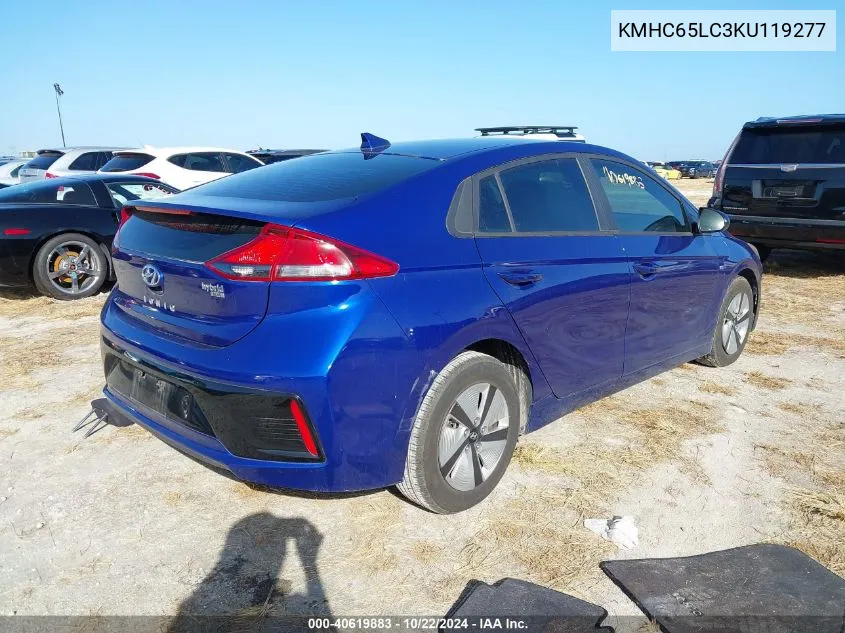 2019 Hyundai Ioniq Hybrid Blue VIN: KMHC65LC3KU119277 Lot: 40619883