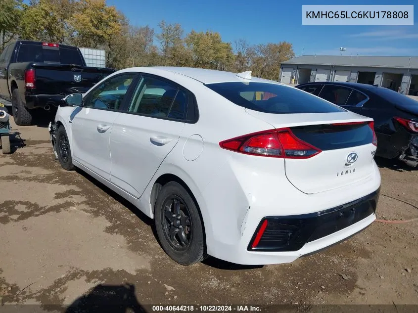 KMHC65LC6KU178808 2019 Hyundai Ioniq Hybrid Blue