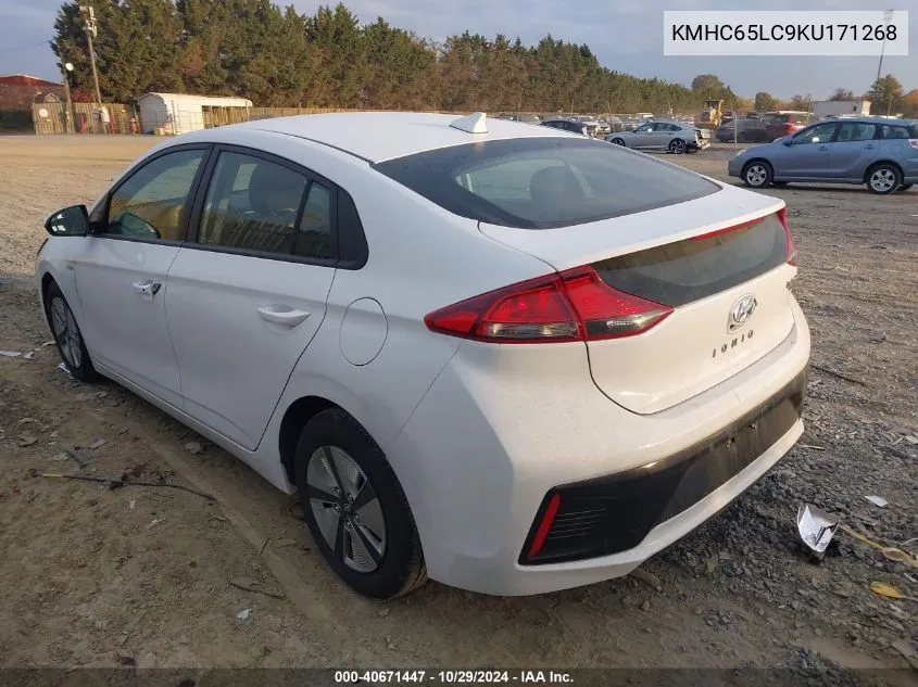 2019 Hyundai Ioniq Hybrid Blue VIN: KMHC65LC9KU171268 Lot: 40671447