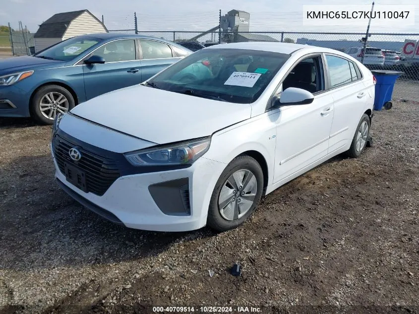 2019 Hyundai Ioniq Hybrid Blue VIN: KMHC65LC7KU110047 Lot: 40709514