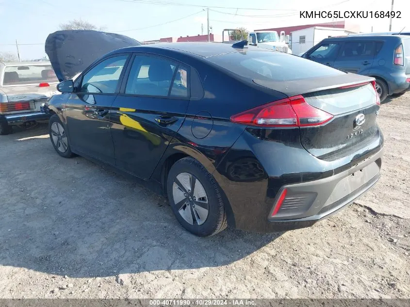 KMHC65LCXKU168492 2019 Hyundai Ioniq Hybrid Blue