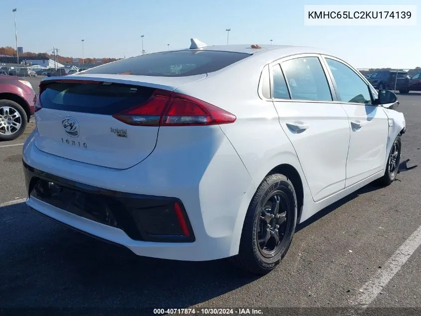 2019 Hyundai Ioniq Hybrid Blue VIN: KMHC65LC2KU174139 Lot: 40717874