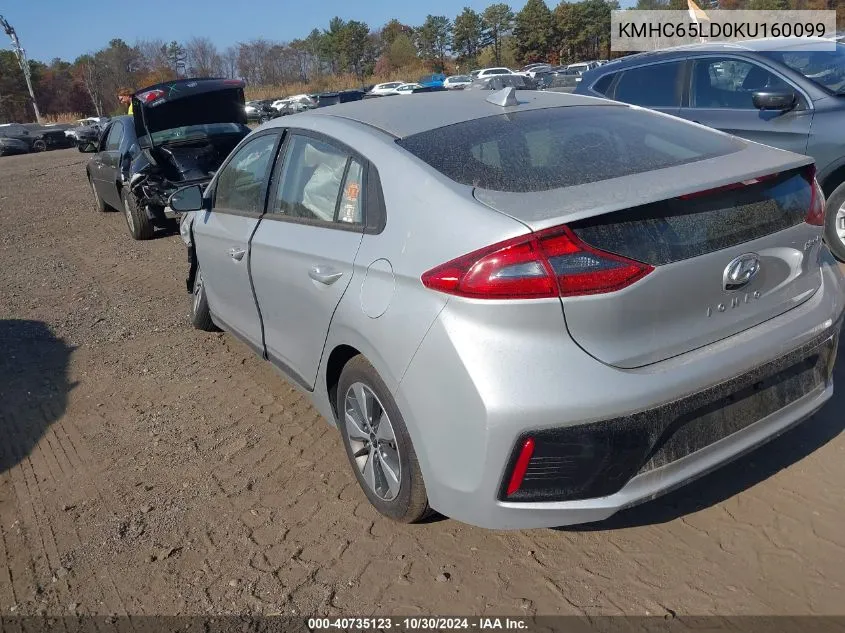 2019 Hyundai Ioniq Plug-In Hybrid VIN: KMHC65LD0KU160099 Lot: 40735123