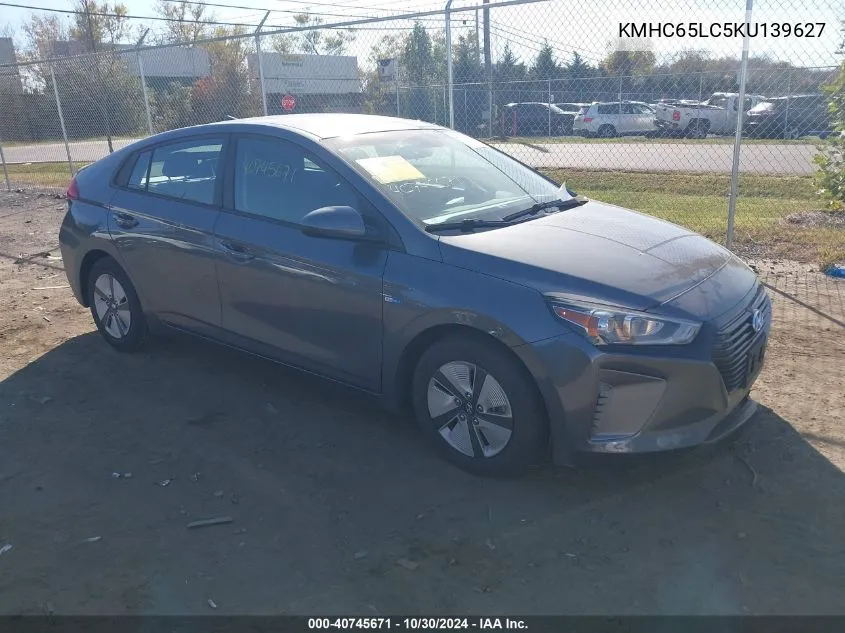 KMHC65LC5KU139627 2019 Hyundai Ioniq Hybrid Blue