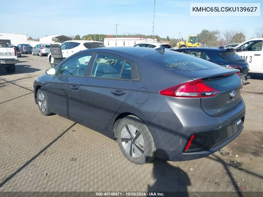 2019 Hyundai Ioniq Hybrid Blue VIN: KMHC65LC5KU139627 Lot: 40745671