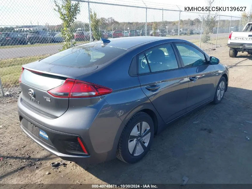 2019 Hyundai Ioniq Hybrid Blue VIN: KMHC65LC5KU139627 Lot: 40745671