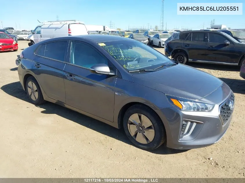 2020 Hyundai Ioniq Sel VIN: KMHC85LC6LU205551 Lot: 12117216