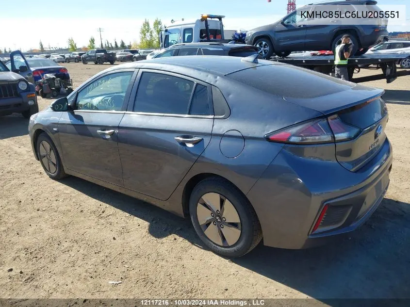 2020 Hyundai Ioniq Sel VIN: KMHC85LC6LU205551 Lot: 12117216