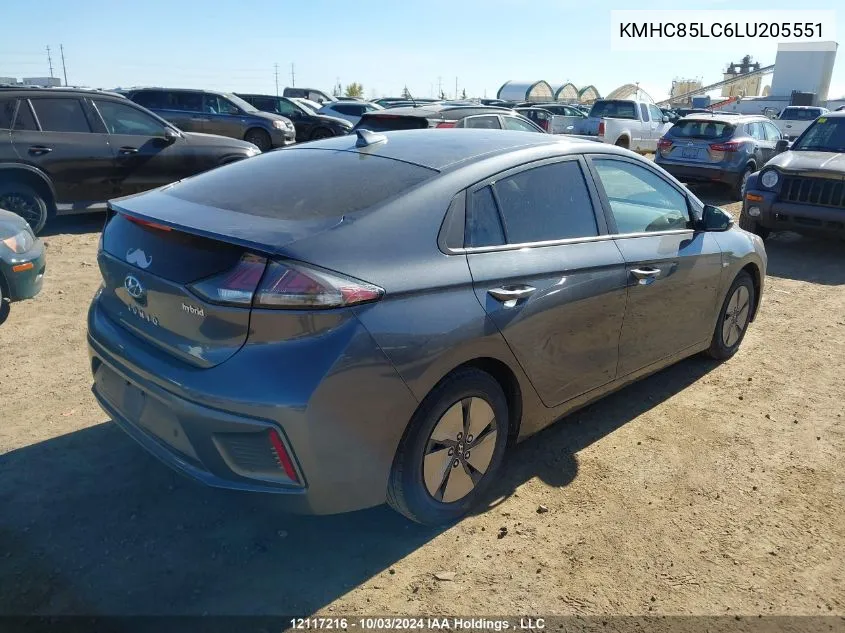 2020 Hyundai Ioniq Sel VIN: KMHC85LC6LU205551 Lot: 12117216