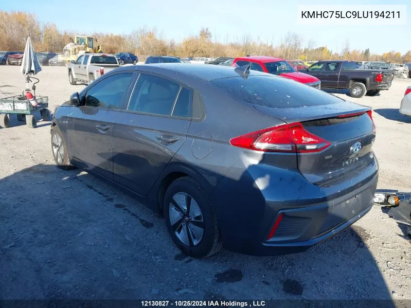 2020 Hyundai Ioniq Se VIN: KMHC75LC9LU194211 Lot: 12130827