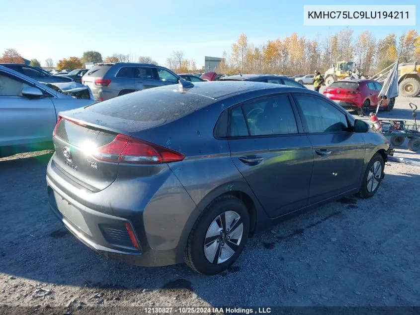 KMHC75LC9LU194211 2020 Hyundai Ioniq Se