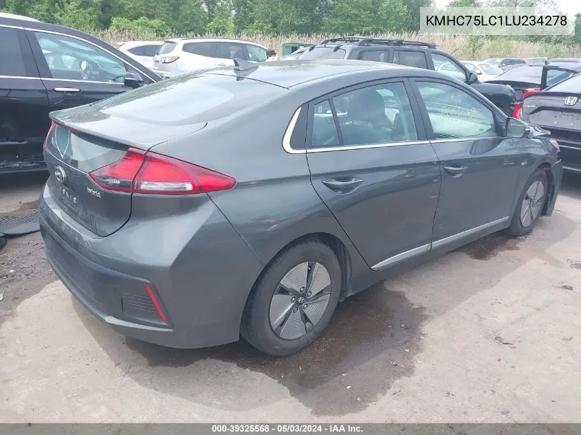 2020 Hyundai Ioniq Hybrid Se VIN: KMHC75LC1LU234278 Lot: 39325568