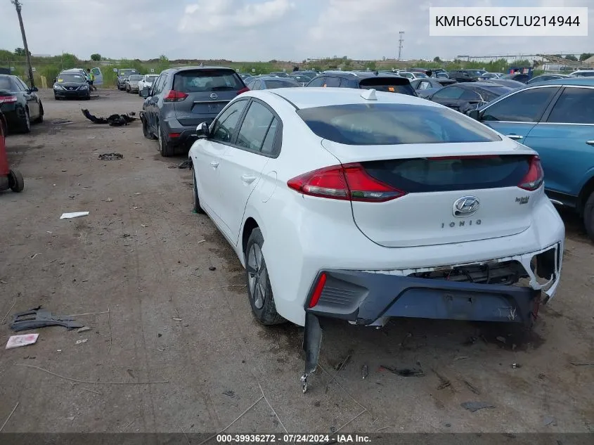 KMHC65LC7LU214944 2020 Hyundai Ioniq Hybrid Blue