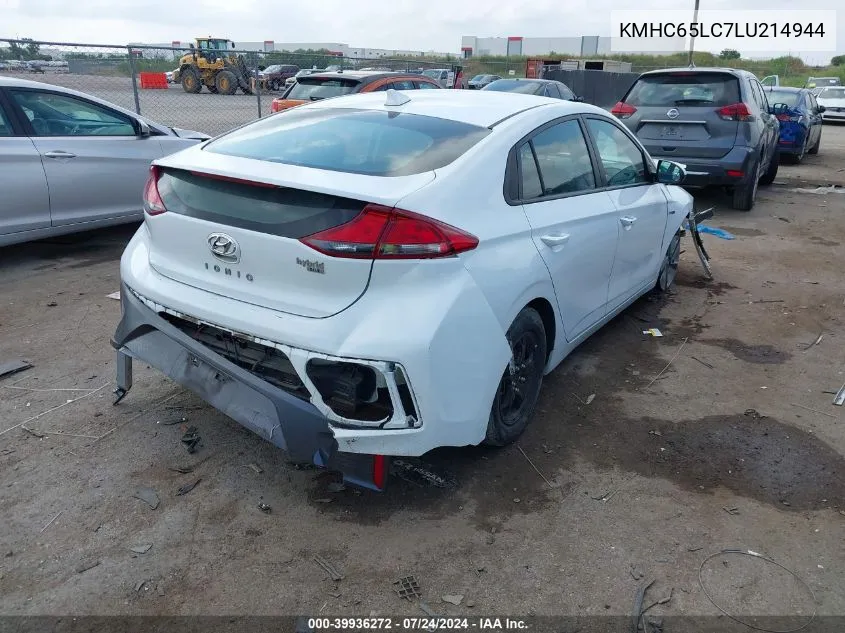 2020 Hyundai Ioniq Hybrid Blue VIN: KMHC65LC7LU214944 Lot: 39936272