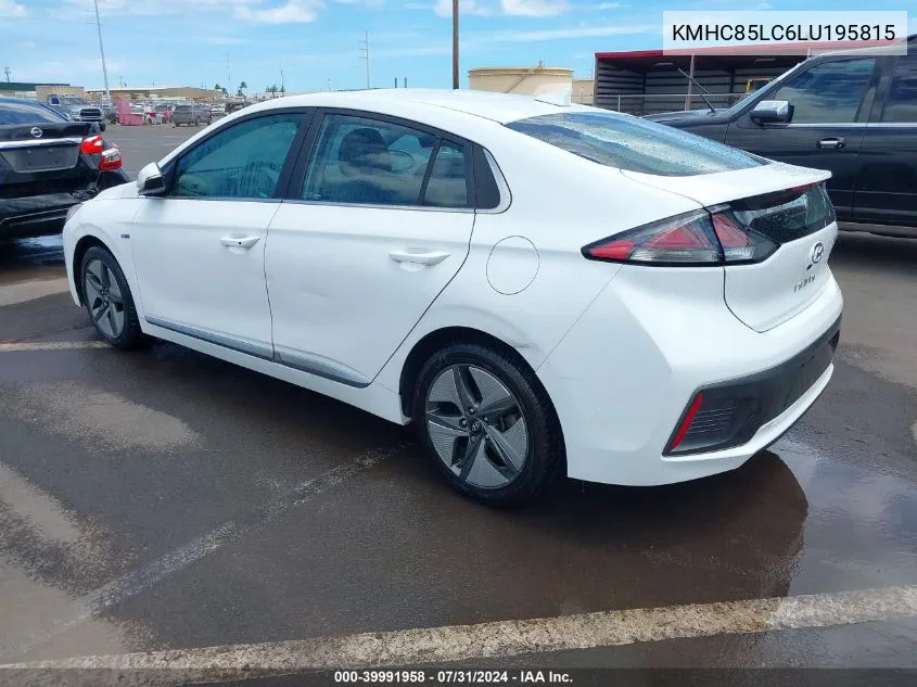 KMHC85LC6LU195815 2020 Hyundai Ioniq Hybrid Sel