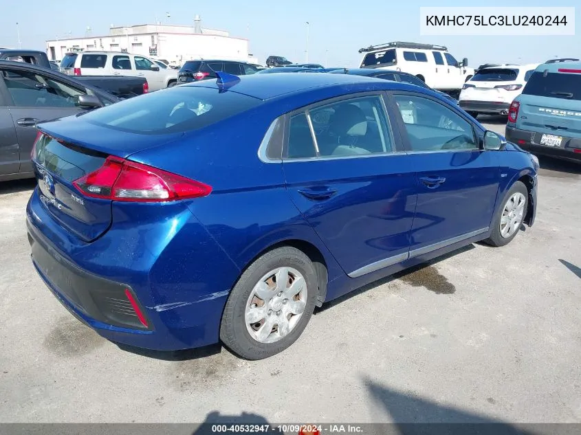 KMHC75LC3LU240244 2020 Hyundai Ioniq Hybrid Se