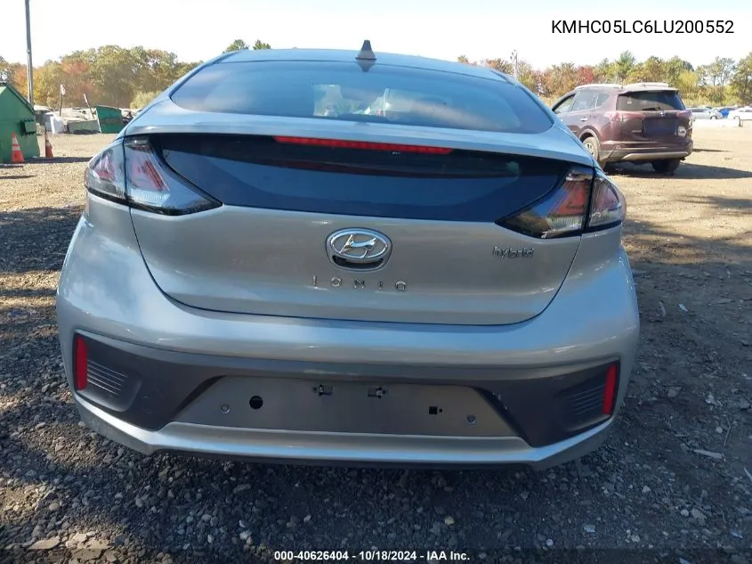 2020 Hyundai Ioniq Hybrid Limited VIN: KMHC05LC6LU200552 Lot: 40626404