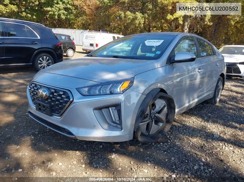 2020 Hyundai Ioniq Hybrid Limited VIN: KMHC05LC6LU200552 Lot: 40626404