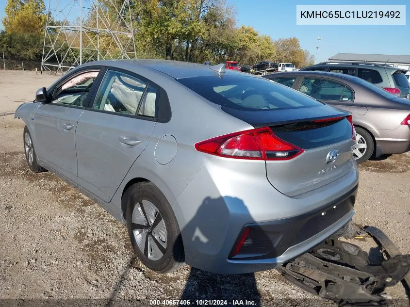 2020 Hyundai Ioniq Hybrid Blue VIN: KMHC65LC1LU219492 Lot: 40657406