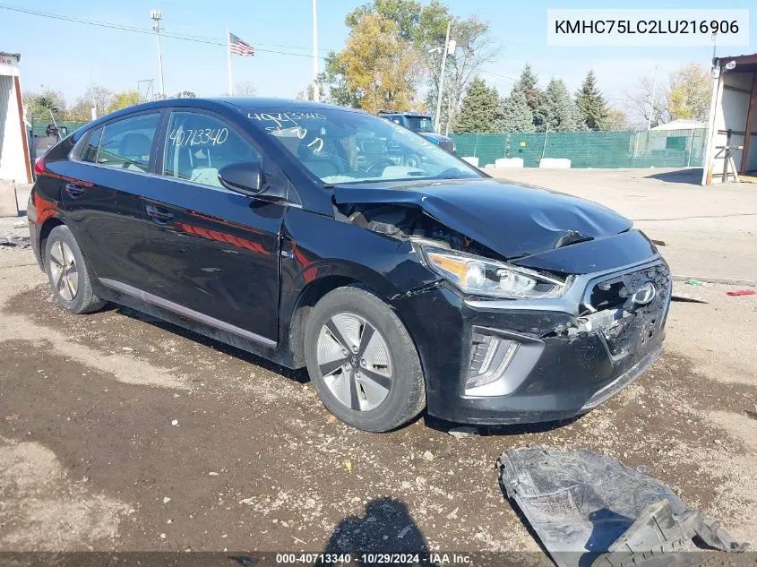 2020 Hyundai Ioniq Hybrid Se VIN: KMHC75LC2LU216906 Lot: 40713340