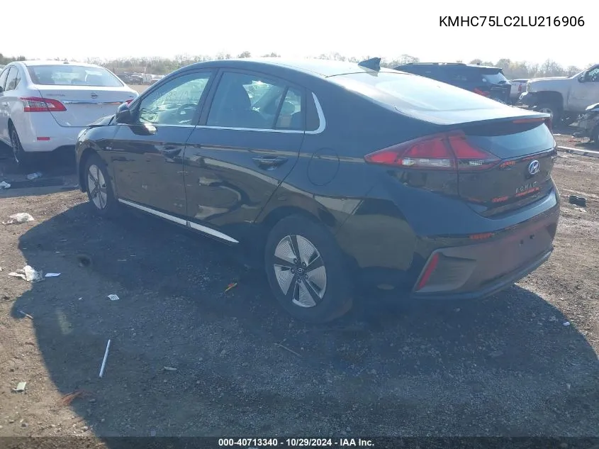 2020 Hyundai Ioniq Hybrid Se VIN: KMHC75LC2LU216906 Lot: 40713340