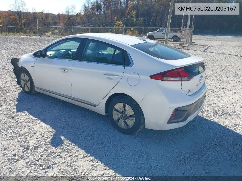 2020 Hyundai Ioniq Hybrid Se VIN: KMHC75LC2LU203167 Lot: 40754575