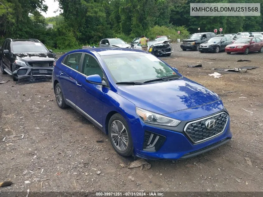 2021 Hyundai Ioniq Plug-In Hybrid Se VIN: KMHC65LD0MU251568 Lot: 39971251