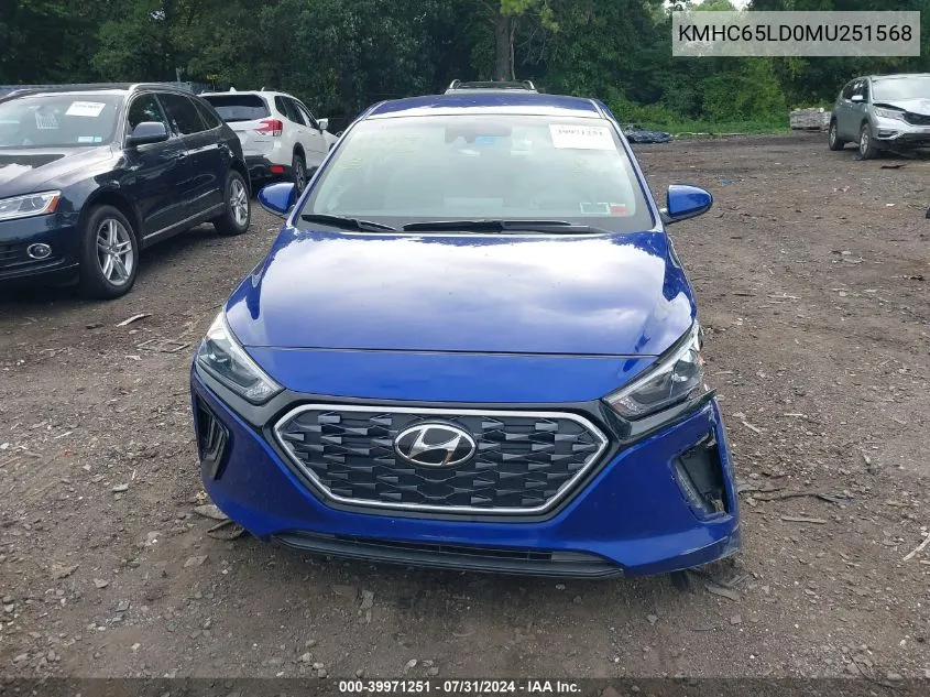 KMHC65LD0MU251568 2021 Hyundai Ioniq Plug-In Hybrid Se