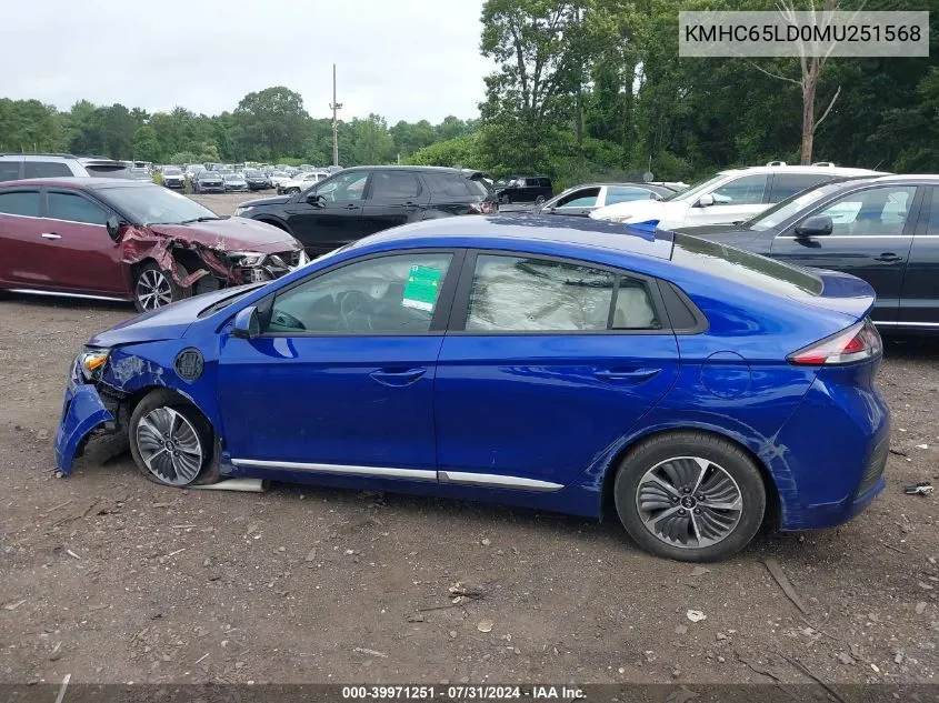 KMHC65LD0MU251568 2021 Hyundai Ioniq Plug-In Hybrid Se