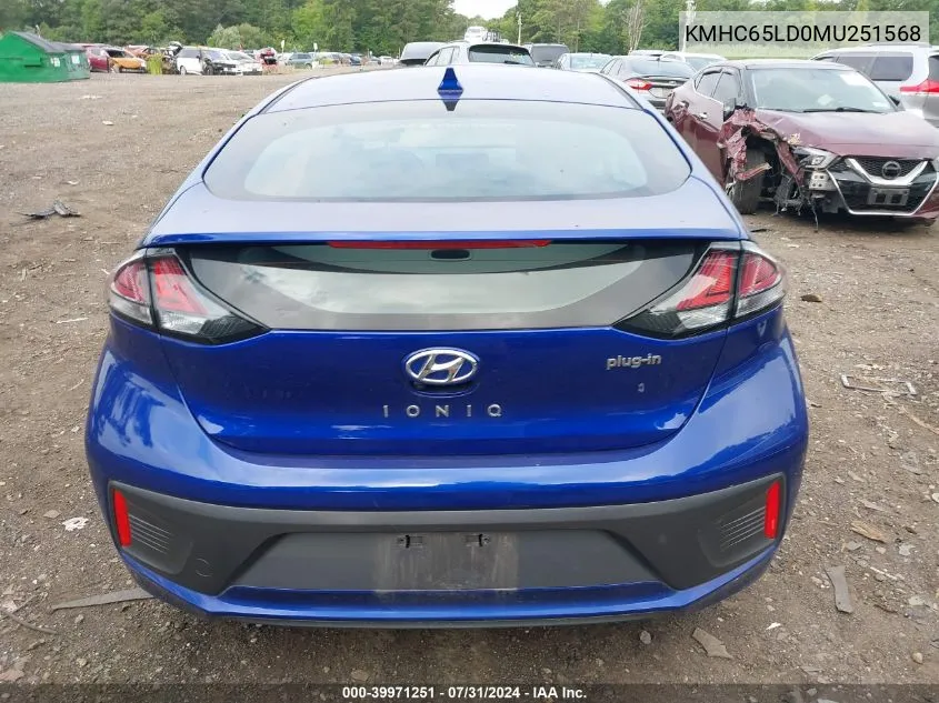 2021 Hyundai Ioniq Plug-In Hybrid Se VIN: KMHC65LD0MU251568 Lot: 39971251