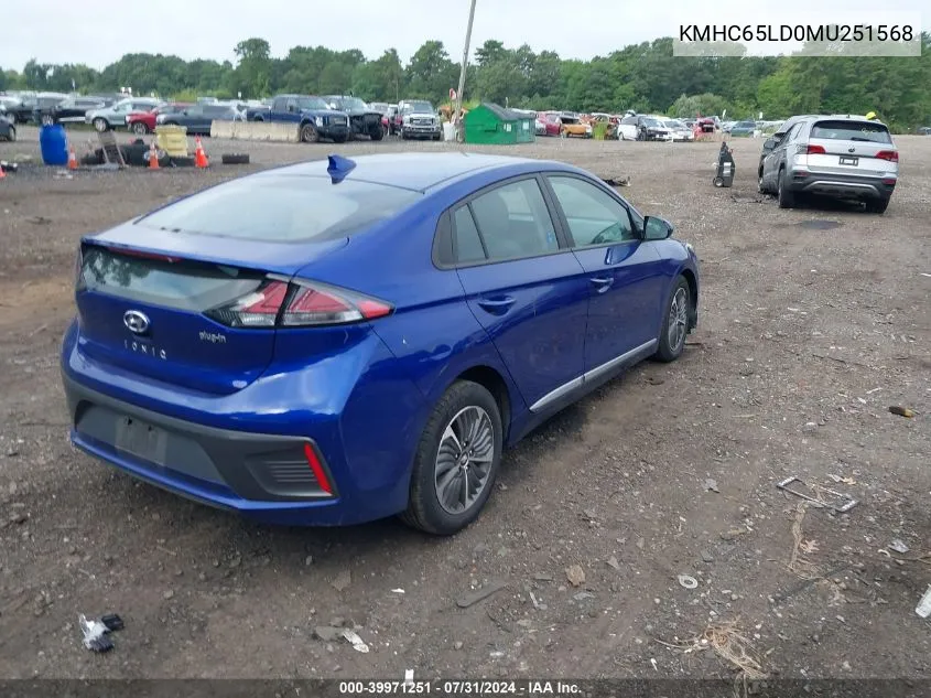 2021 Hyundai Ioniq Plug-In Hybrid Se VIN: KMHC65LD0MU251568 Lot: 39971251