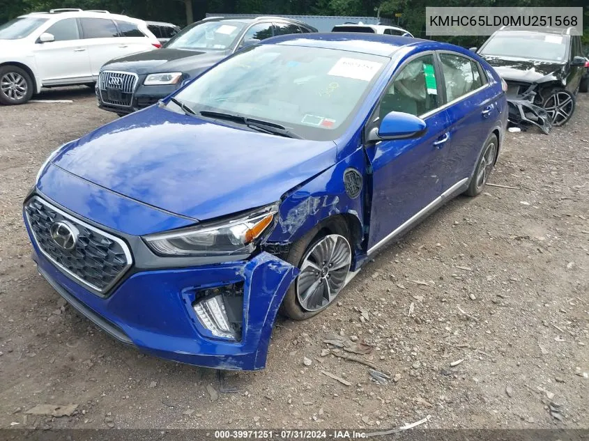 2021 Hyundai Ioniq Plug-In Hybrid Se VIN: KMHC65LD0MU251568 Lot: 39971251