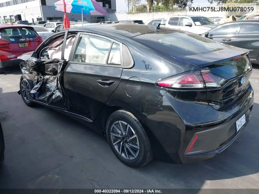 KMHC75LJ8MU078059 2021 Hyundai Ioniq Electric Se