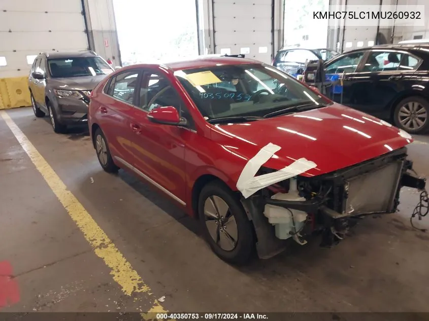 2021 Hyundai Ioniq Hybrid Se VIN: KMHC75LC1MU260932 Lot: 40350753