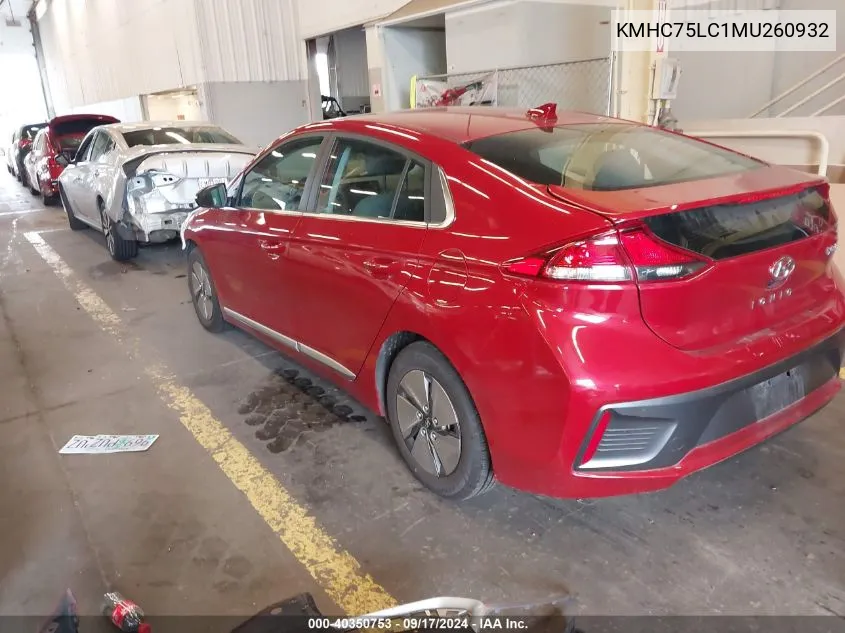 2021 Hyundai Ioniq Hybrid Se VIN: KMHC75LC1MU260932 Lot: 40350753