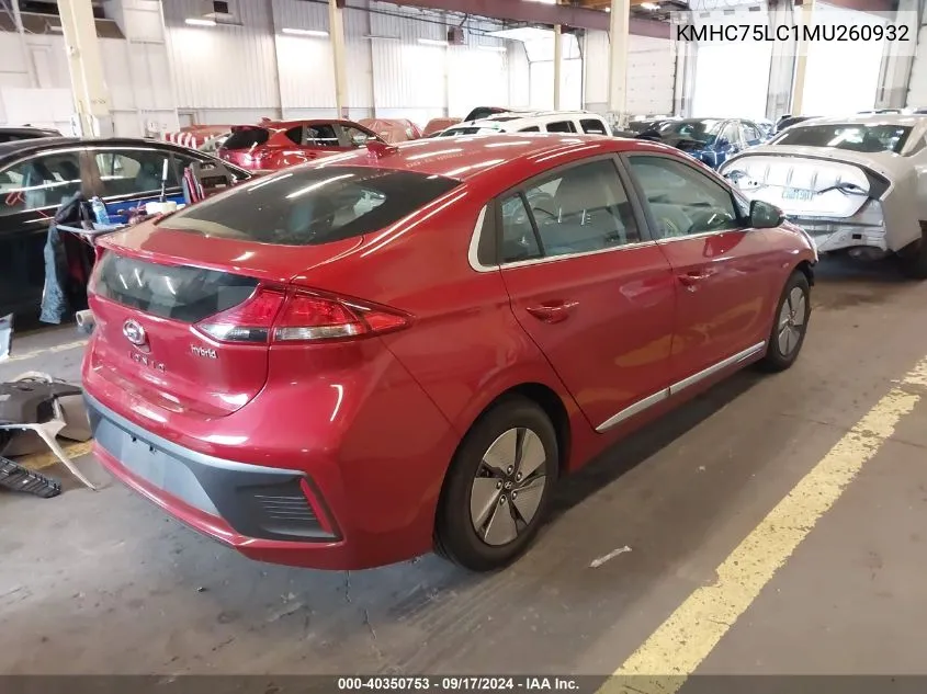 KMHC75LC1MU260932 2021 Hyundai Ioniq Hybrid Se