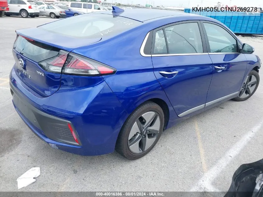 KMHC05LC1NU269278 2022 Hyundai Ioniq Hybrid Limited