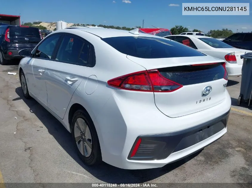 KMHC65LC0NU281145 2022 Hyundai Ioniq Hybrid Blue