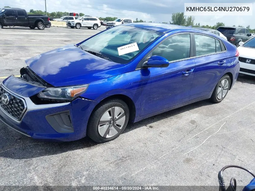 2022 Hyundai Ioniq Hybrid Blue VIN: KMHC65LC4NU270679 Lot: 40234614