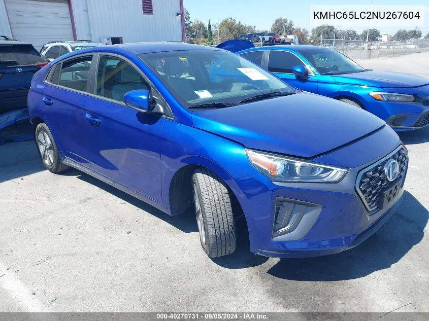 KMHC65LC2NU267604 2022 Hyundai Ioniq Hybrid Blue