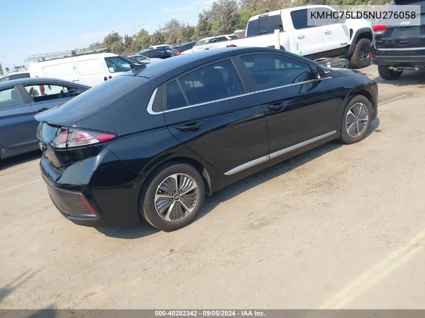 2022 Hyundai Ioniq Plug-In Hybrid Sel VIN: KMHC75LD5NU276058 Lot: 40282342