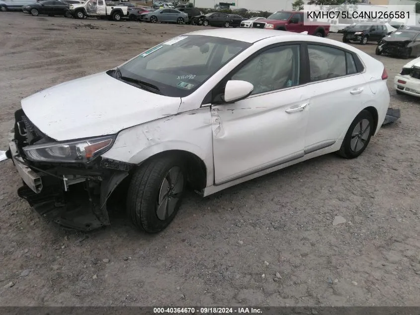 KMHC75LC4NU266581 2022 Hyundai Ioniq Hybrid Se