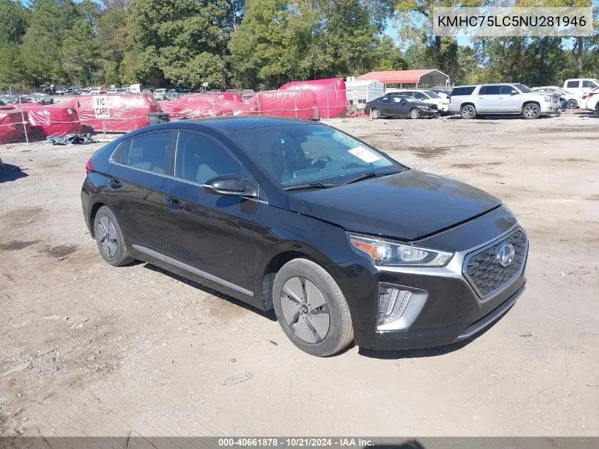 KMHC75LC5NU281946 2022 Hyundai Ioniq Hybrid Se