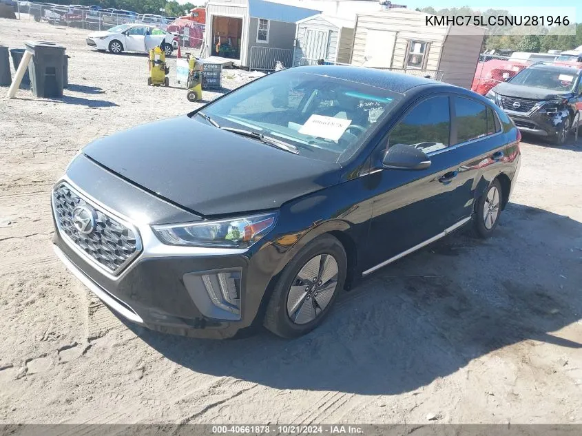 KMHC75LC5NU281946 2022 Hyundai Ioniq Hybrid Se