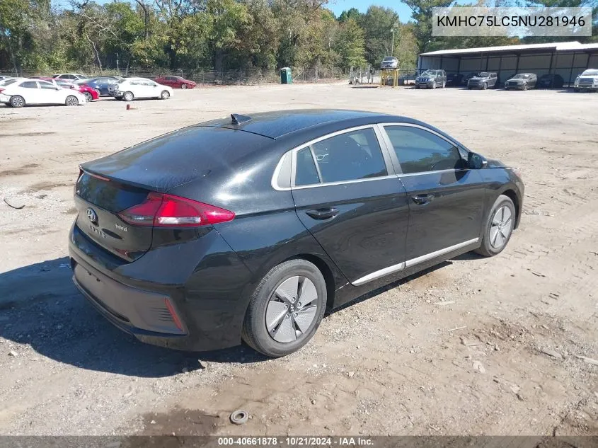 2022 Hyundai Ioniq Hybrid Se VIN: KMHC75LC5NU281946 Lot: 40661878