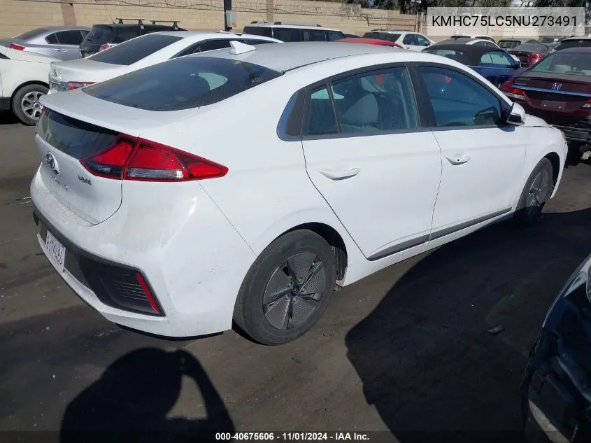 2022 Hyundai Ioniq Hybrid Se VIN: KMHC75LC5NU273491 Lot: 40675606