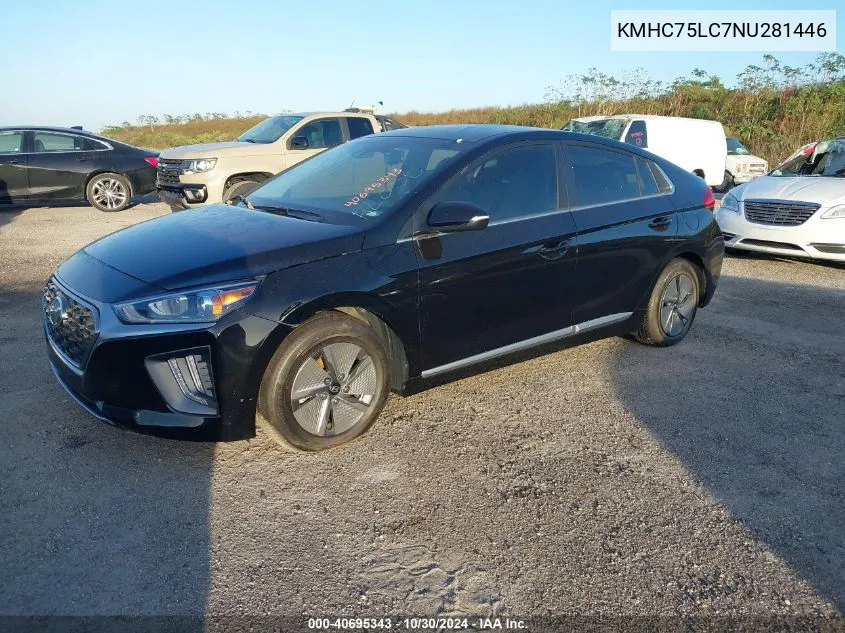 KMHC75LC7NU281446 2022 Hyundai Ioniq Hybrid Se