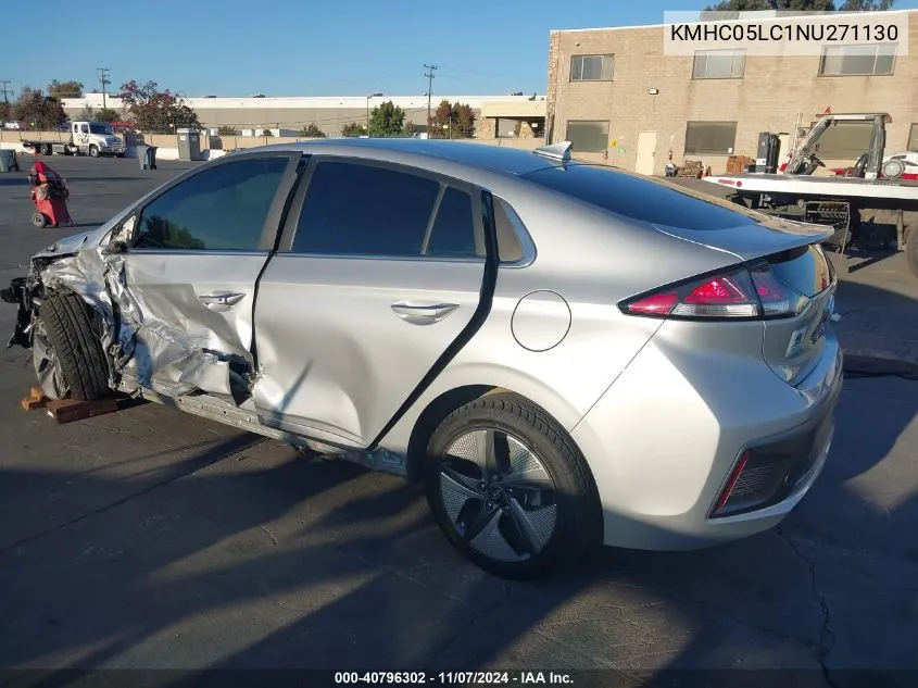 2022 Hyundai Ioniq Hybrid Limited VIN: KMHC05LC1NU271130 Lot: 40796302