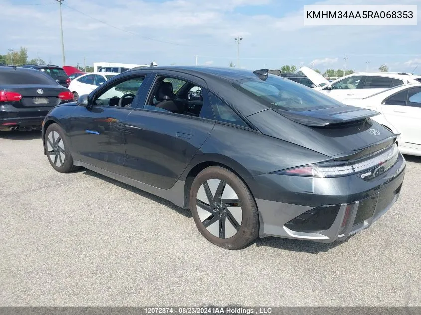 2024 Hyundai Ioniq 6 Preferred Long Range VIN: KMHM34AA5RA068353 Lot: 12072874