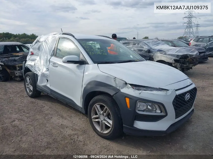 2018 Hyundai Kona Se VIN: KM8K12AA7JU109375 Lot: 12106056